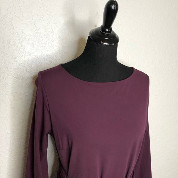 Ann Taylor wine purple tie waist midi dress size 12 - Picture 2 of 15